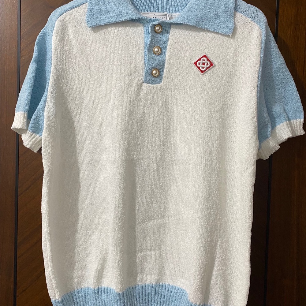 Casablanca Polo Shirt with Light Blue Trim - Unbranded